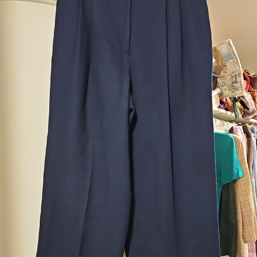 Ann Taylor Navy Wool Wide Leg Pants